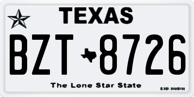 TX license plate BZT8726