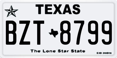 TX license plate BZT8799