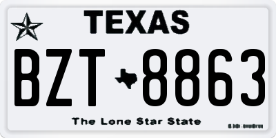 TX license plate BZT8863