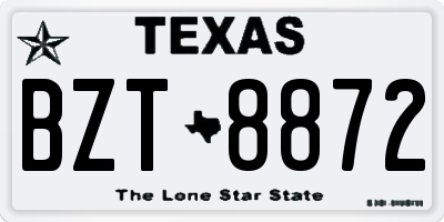 TX license plate BZT8872