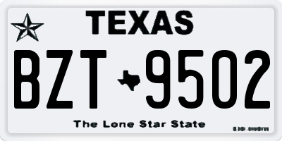 TX license plate BZT9502