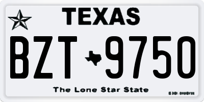 TX license plate BZT9750