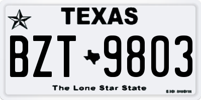 TX license plate BZT9803