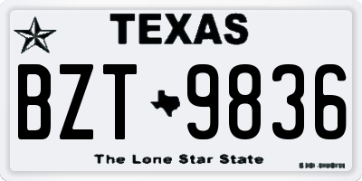 TX license plate BZT9836