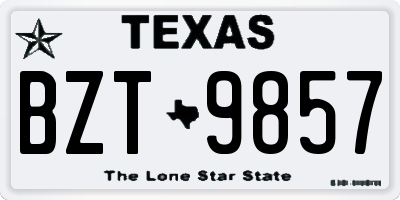 TX license plate BZT9857
