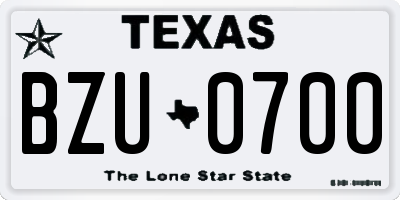 TX license plate BZU0700