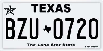 TX license plate BZU0720