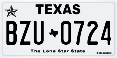TX license plate BZU0724