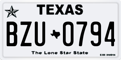 TX license plate BZU0794