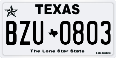 TX license plate BZU0803