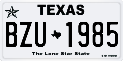 TX license plate BZU1985