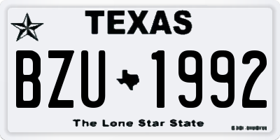 TX license plate BZU1992