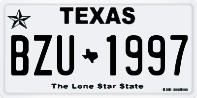 TX license plate BZU1997