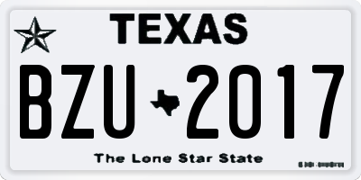 TX license plate BZU2017