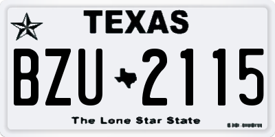 TX license plate BZU2115