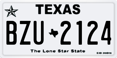 TX license plate BZU2124