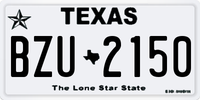TX license plate BZU2150