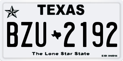 TX license plate BZU2192