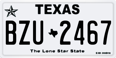 TX license plate BZU2467