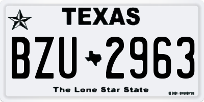 TX license plate BZU2963