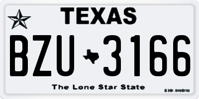 TX license plate BZU3166