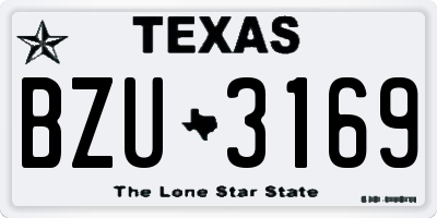 TX license plate BZU3169