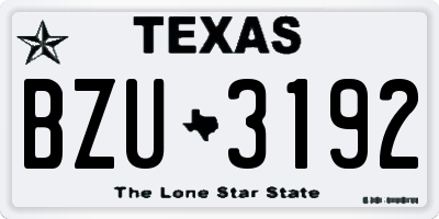 TX license plate BZU3192