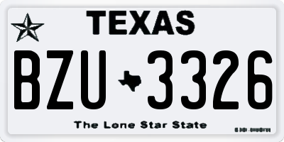 TX license plate BZU3326