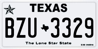 TX license plate BZU3329