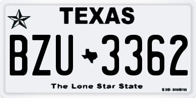TX license plate BZU3362