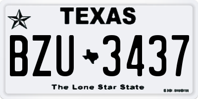 TX license plate BZU3437