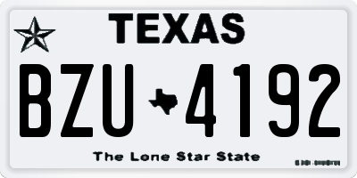 TX license plate BZU4192