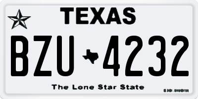 TX license plate BZU4232