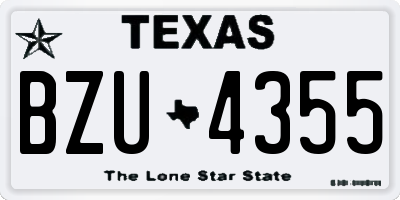 TX license plate BZU4355