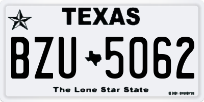 TX license plate BZU5062
