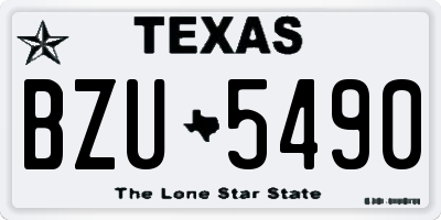 TX license plate BZU5490