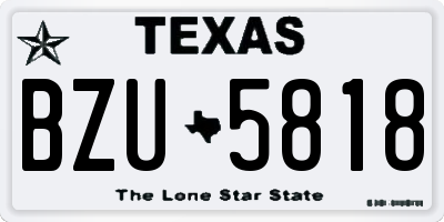 TX license plate BZU5818