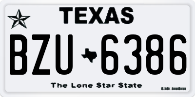 TX license plate BZU6386