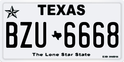 TX license plate BZU6668