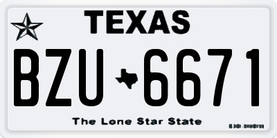 TX license plate BZU6671