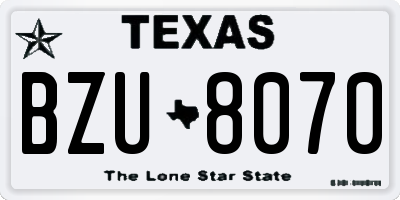 TX license plate BZU8070