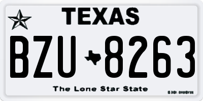 TX license plate BZU8263