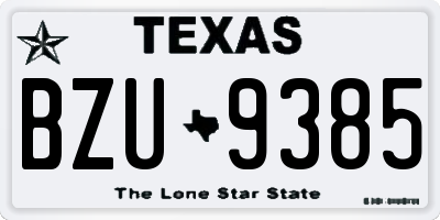 TX license plate BZU9385