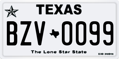 TX license plate BZV0099