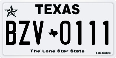 TX license plate BZV0111