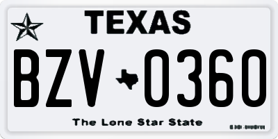 TX license plate BZV0360
