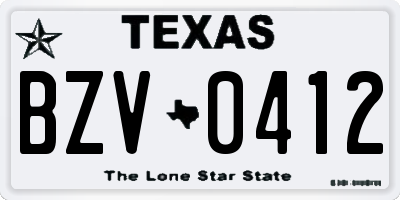 TX license plate BZV0412