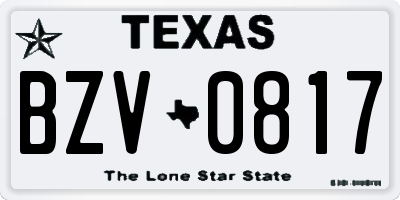 TX license plate BZV0817