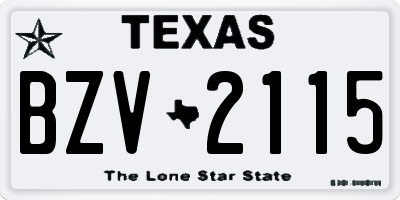 TX license plate BZV2115