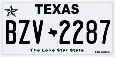 TX license plate BZV2287